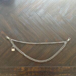 Hot Topic Silver Double Chain Padlock Belt/Necklace